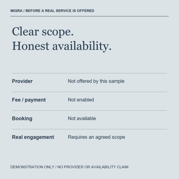 Service example explicitly showing no provider, payment or booking