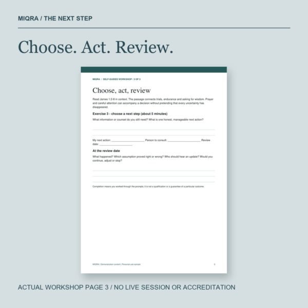Actual workshop action and review worksheet